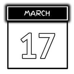 black color calendar frame March month date 17