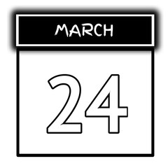 black color calendar frame March month date 24