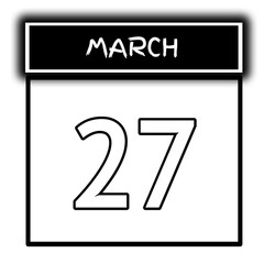 black color calendar frame March month date 27