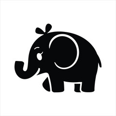 Cute Elephant Outline with Bow – Minimal Cartoon Silhouette Vector	
