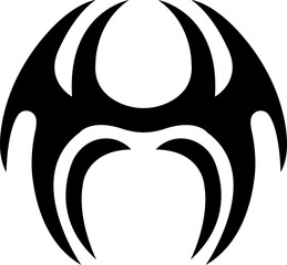 Tribal tattoo icon in black flat style. ethnic body art symbol vector, decorative pattern silhouette, abstract design shape and ornamental ink illustration isolated on transparent background.