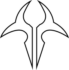 Tribal tattoo icon in black line style. ethnic body art symbol vector, decorative pattern silhouette, abstract design shape and ornamental ink illustration isolated on transparent background.