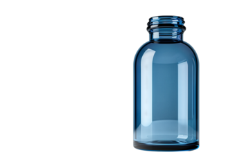 Medication bottle with smart cap blue tinted plastic isolated on transparent background