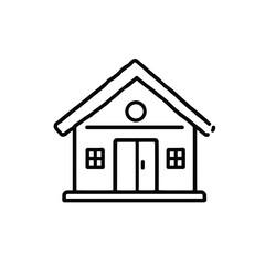 A white background highlights the 3D home icon, a symbol of real estate and residential architecture