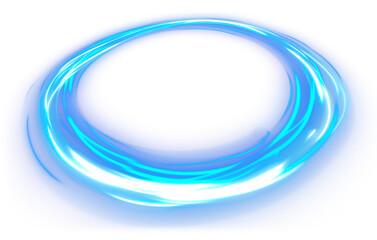 Electric Blue Light Vortex on Isolated Background