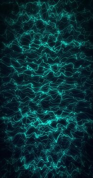 Blue fractal lines waving. Loop. 4K Vertical