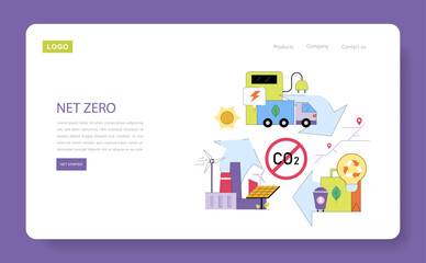 Net Zero Carbon Emissions Concept Vector Illustration