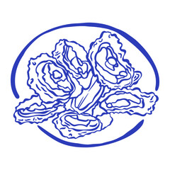Oyster seafood hand drawn illustration vector.