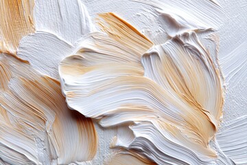 Abstract Painting With White And Golden Tones