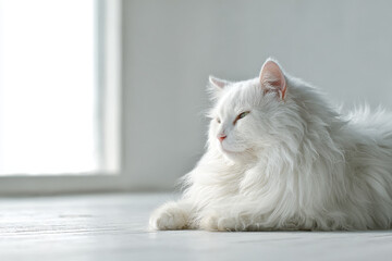 Obraz premium minimalistic composition featuring single cat in expansive empty space creating sense of tranquility