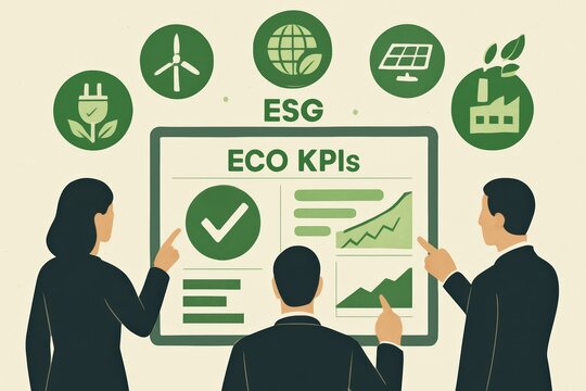 Business Team Analyzing ESG Eco KPI Dashboard