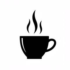 Silhouette of Steaming Tea Cup – Black and White Minimal Vector Illustration