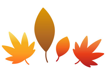 紅葉したシンプルな葉っぱセット