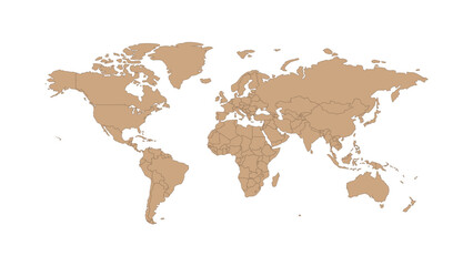 Brown World Map. Vector illustration.