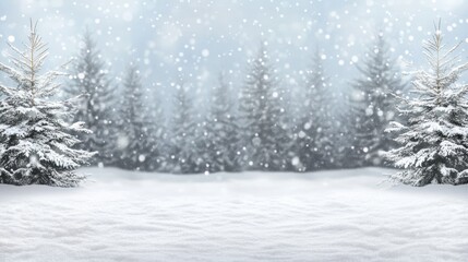 Fototapeta premium Serene Winter Forest Landscape with Snow-Covered Trees and Clear Blue Skies for Seasonal Photography