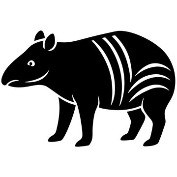 Stylized black silhouette of a daeodon prehistoric mammal