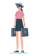 The shopping. Colored flat illustration. White background.