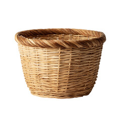 A woven rattan basket isolated on transparent background
