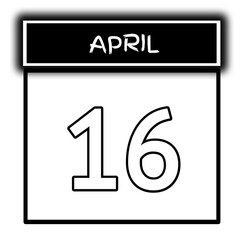 black color calendar frame April month date 16