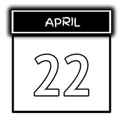 black color calendar frame April month date 22