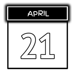 Fototapeta premium black color calendar frame April month date 21