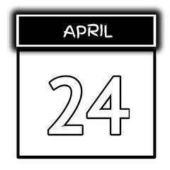 black color calendar frame April month date 24