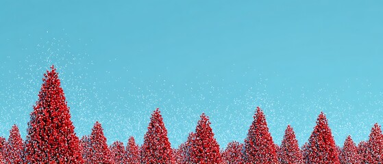 Abstract red Christmas trees snowing scene