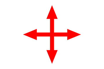 red arrow icon isolated on white background, PNG, direction indicator, simple design, bold, bright red