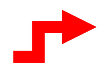 red arrow icon isolated on white background, PNG, direction indicator, simple design, bold, bright red