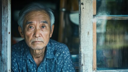 Elderly Man Gazing Through a Window.