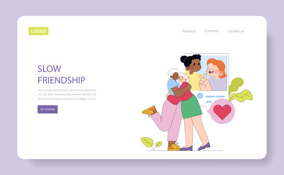 Group Hug and Digital Connection Vector Illustration