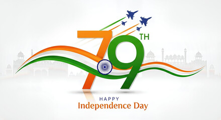 Independence day India 79 years glory with tricolor waves, air show and national landmarks