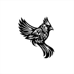Fototapeta premium Tribal cardinal bird silhouette in flight