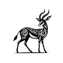 Obraz premium Elegant black and white stylized gazelle illustration