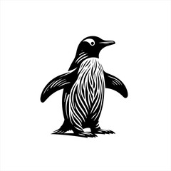 Naklejka premium Stylized penguin illustration in black and white