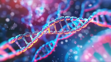 DNA Gene Helix spiral molecule structure in blue pink colors - Powered by Adobe