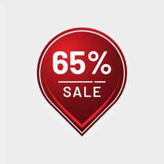 65% Sale Marker – Bold Red Vector for Mid-Month Promotions