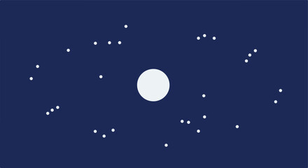 Naklejka premium Stars at night White dots on a dark blue background represent constellations