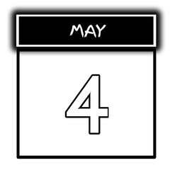 black color calendar frame May month date 4