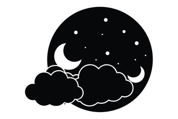 full moon with clouds vector icon