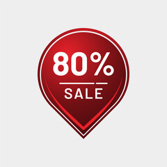 80% Sale Label – Vibrant Red Icon for Big Deal Campaigns