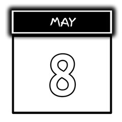 black color calendar frame May month date 8