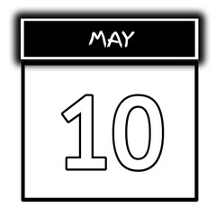 black color calendar frame May month date 10