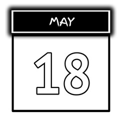 black color calendar frame May month date 18