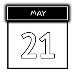 black color calendar frame May month date 21