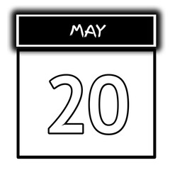 black color calendar frame May month date 20