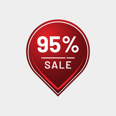 95% Sale Badge – Minimalist Red Discount Icon for Massive Deals