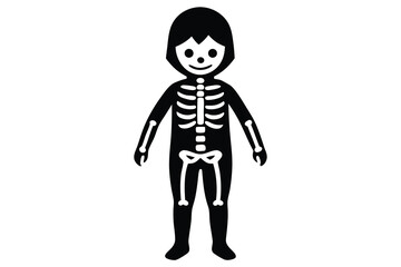 kid in skeleton outfit vector icon
