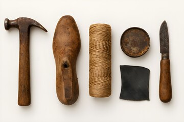Traditional Shoemaker’s Tools Photographed Individually on Pure White Background_2