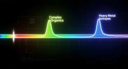 s a graph depicting the different types of complex organics and heavy metal isotopes. The graph is composed of multiple colors